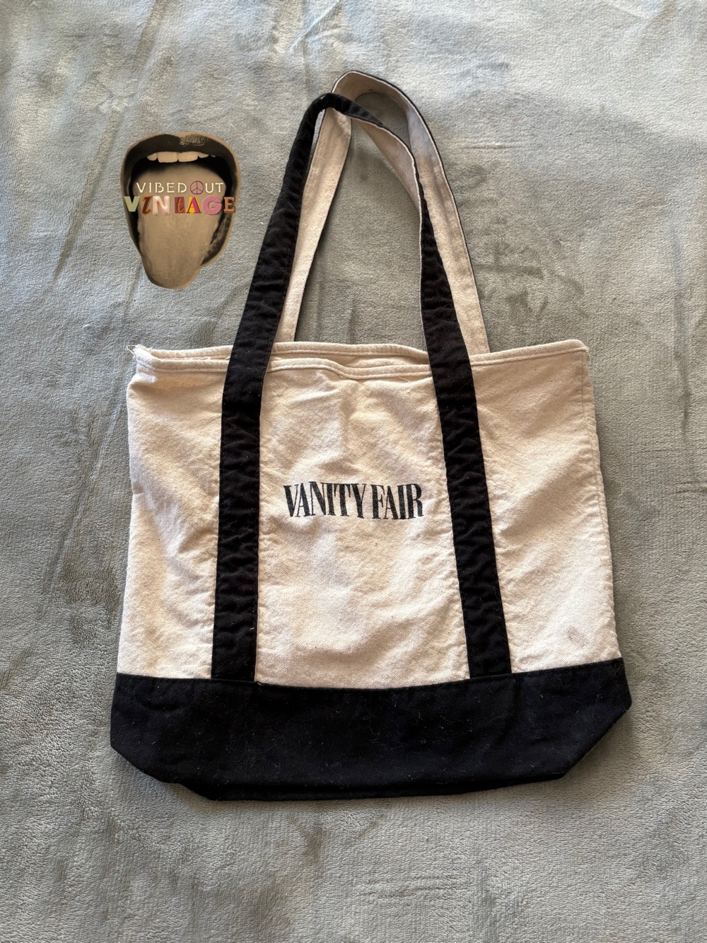 Vanity Fair Two-Tone Canvas Tote in Cream and Black